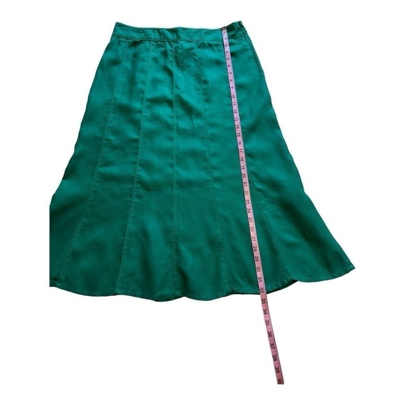 Olsen Green Linen Panelled A-Line Scalloped Hem Maxi Skirt - Size 14 - Picture 6 of 10